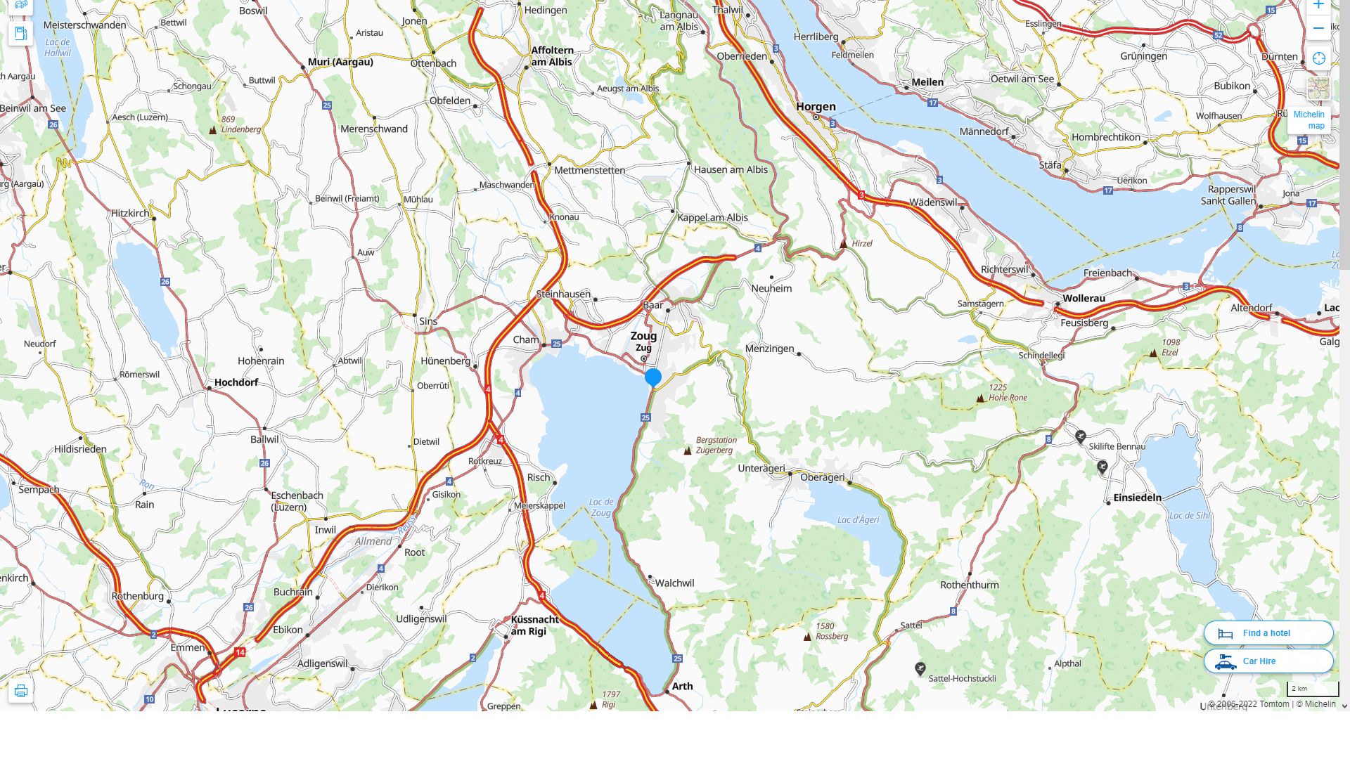 Zug Highway and Road Map